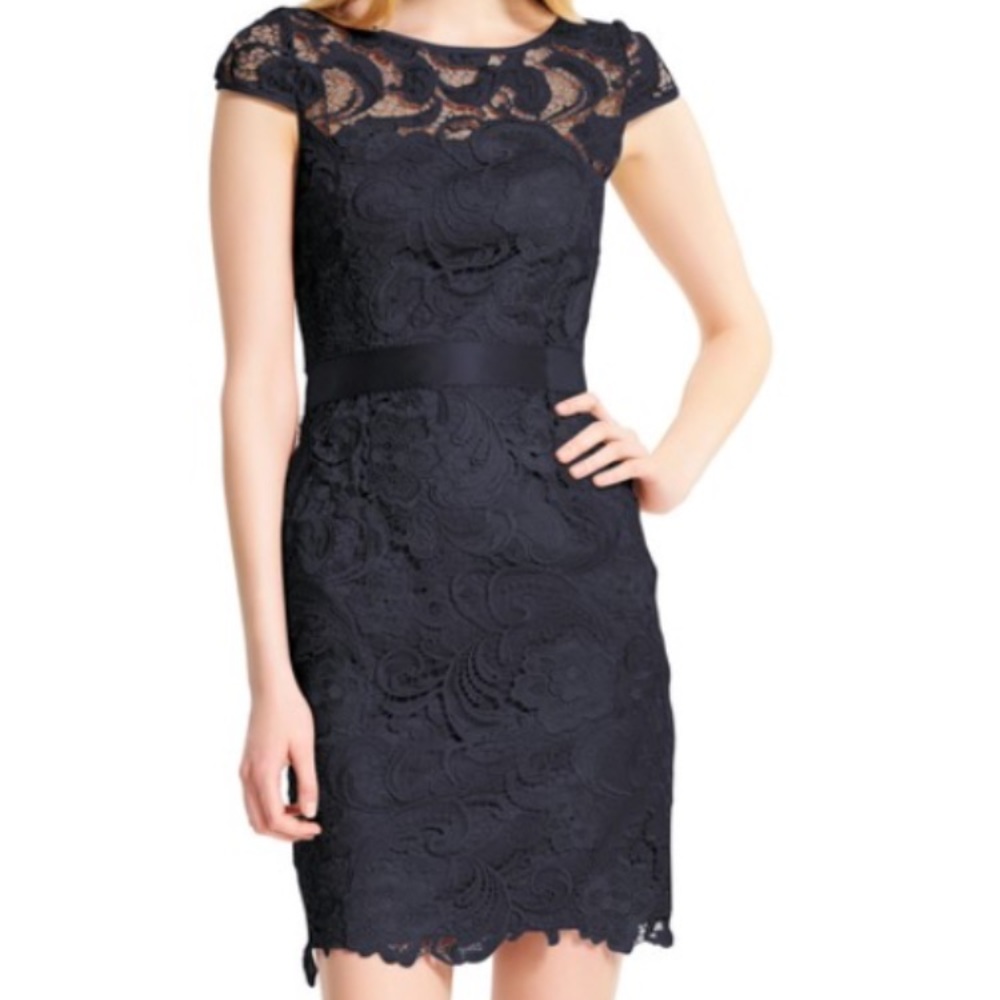 Adrianna Papell Black lace cocktail dress